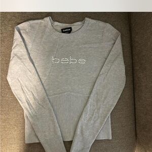 Bebe Heather Gray Top with Sparkling Logo